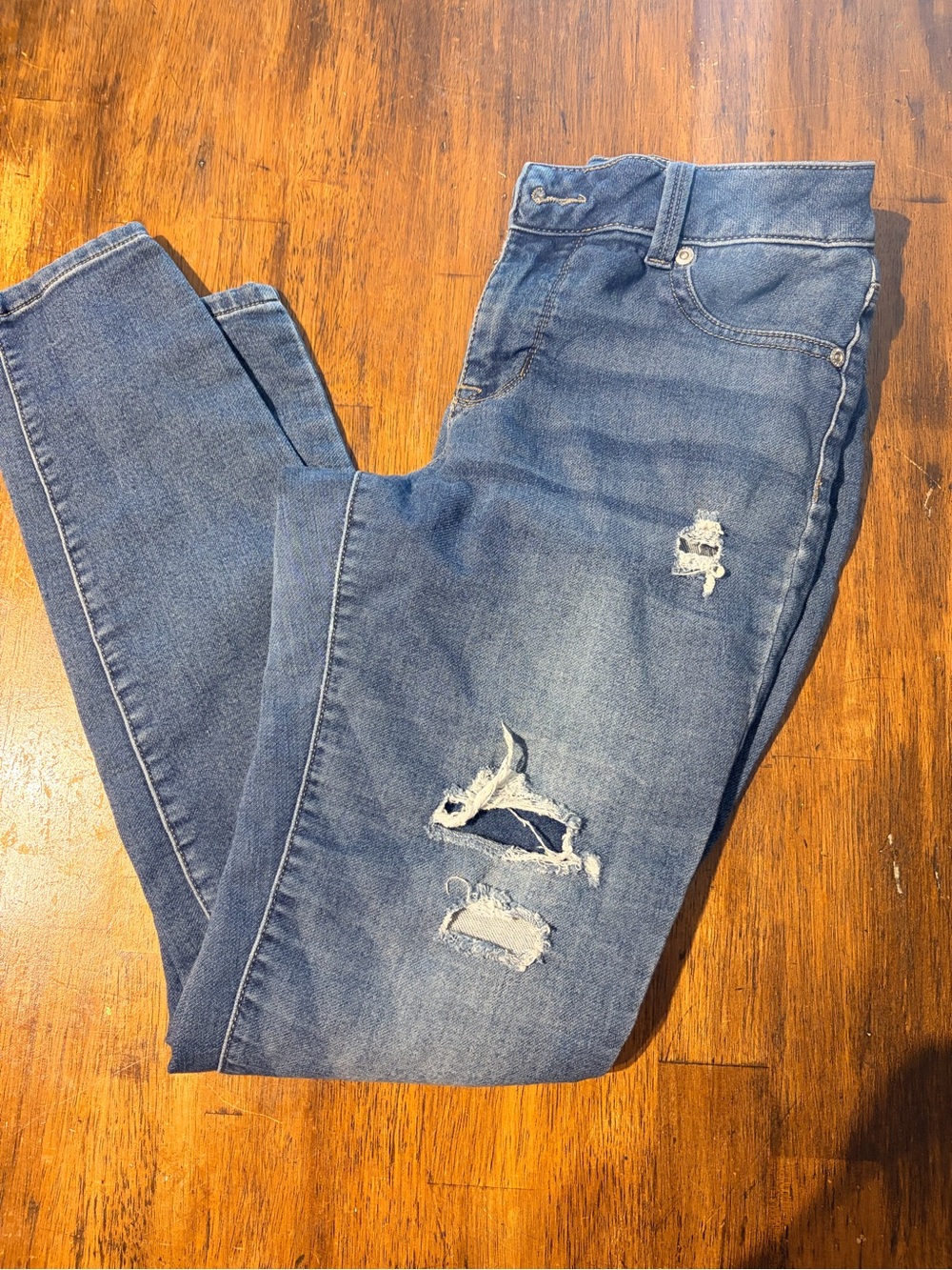 Maurices Blue Distressed Skinny Jeans